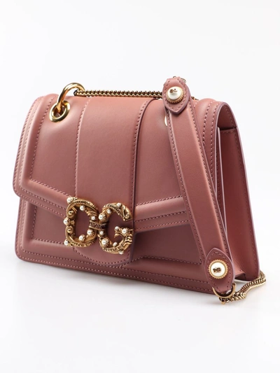 Shop Dolce & Gabbana Amore Shoulder Bag In Rosa Polvere