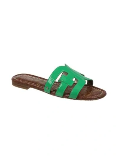 Shop Sam Edelman Bay Flat Patent Leather Sandals In Green