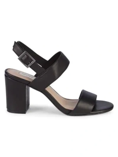 Shop Saks Fifth Avenue Erica Metallic Block-heel Slingback Sandals In Black