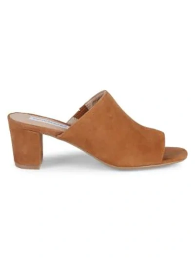 Shop Saks Fifth Avenue Mary Suede Block Heel Mule Sandals In Cognac