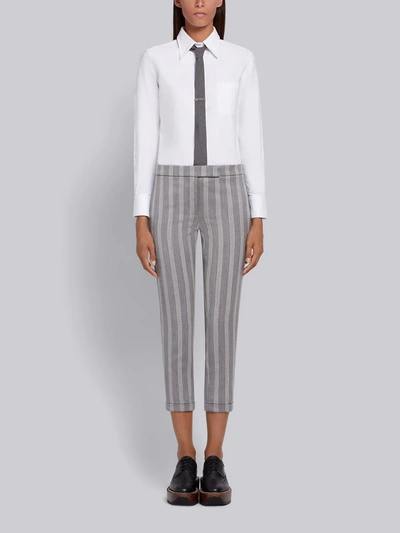 Shop Thom Browne Repp Stripe Skinny-fit Trouser In Grey