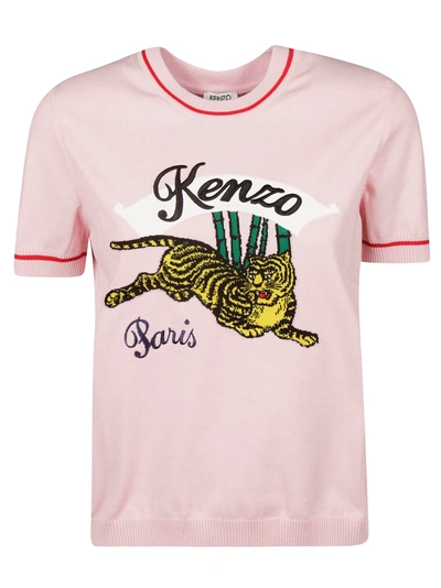 Shop Kenzo Embroidered T-shirt In Pink