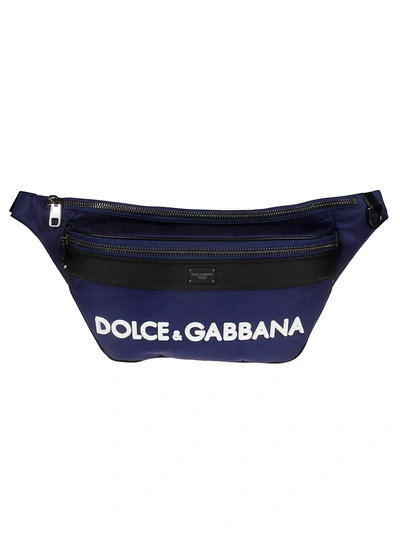 Shop Dolce & Gabbana Logo Trim Belt Bag In Blue