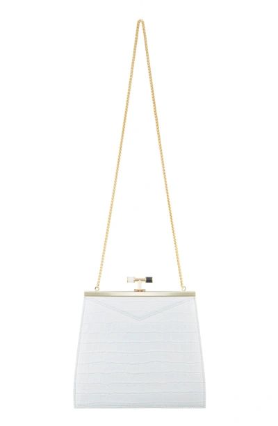 Shop The Volon Small Chateau Croc Embossed Leather Shoulder Bag - White