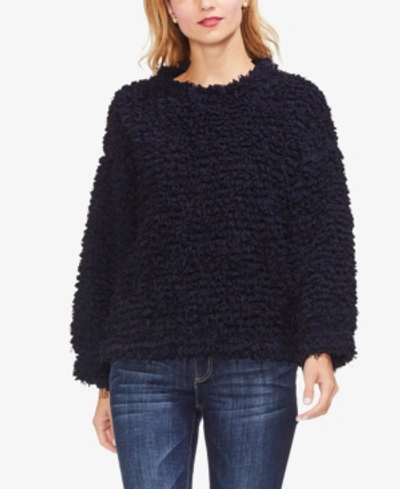 Shop Vince Camuto Textured Eyelash Sweater In Classic Navy