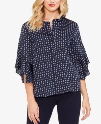 Shop Vince Camuto Ruffle-sleeve Blouse In Classic Navy