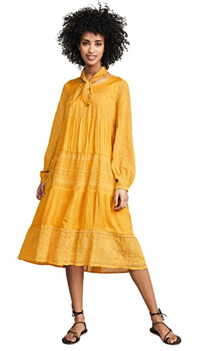 Shop Free People Gemma Midi Dress In Mustard