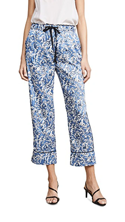Shop Victoria Victoria Beckham Wide Leg Pajama Pants In Cornflower