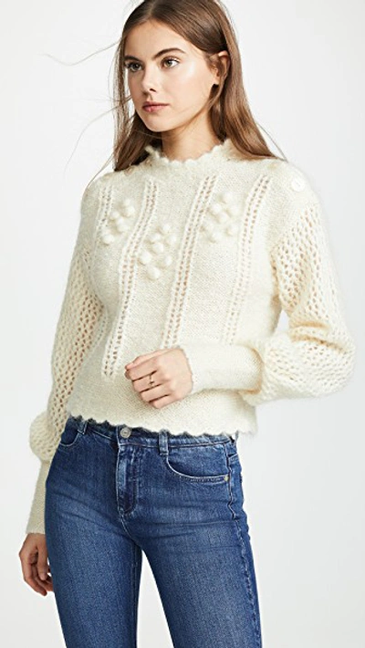 Shop Loveshackfancy Persephone Sweater In Cream Puff