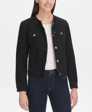 levi's collarless denim jacket