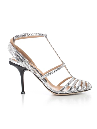 Shop Sergio Rossi Ankle Strap Sandals In Silver