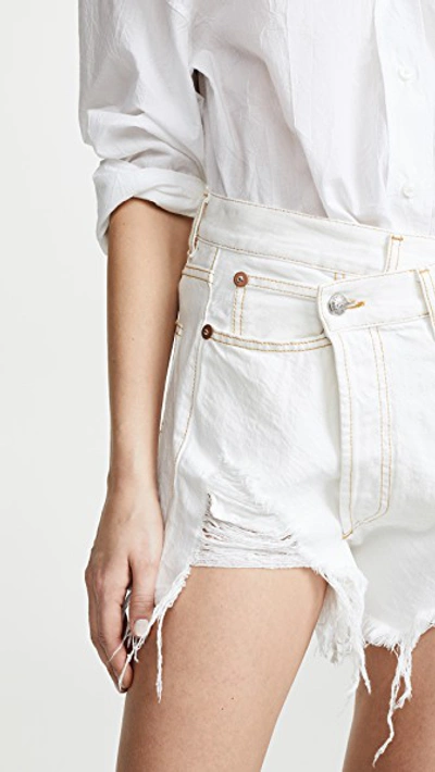 Shop R13 Crossover Shorts In Nico White With Spiral Hem