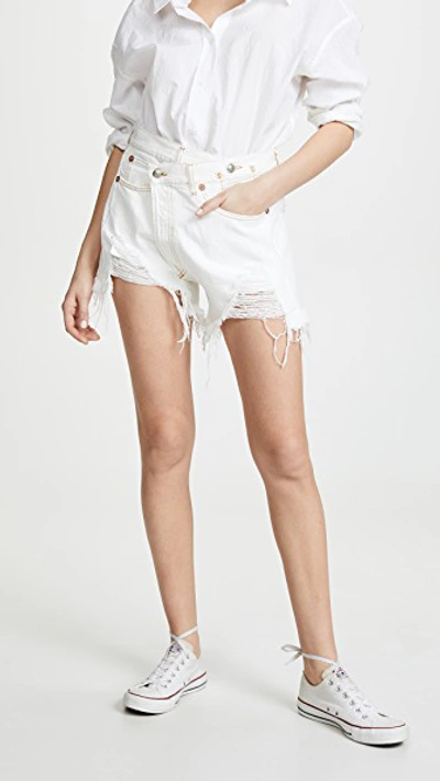 Shop R13 Crossover Shorts In Nico White With Spiral Hem