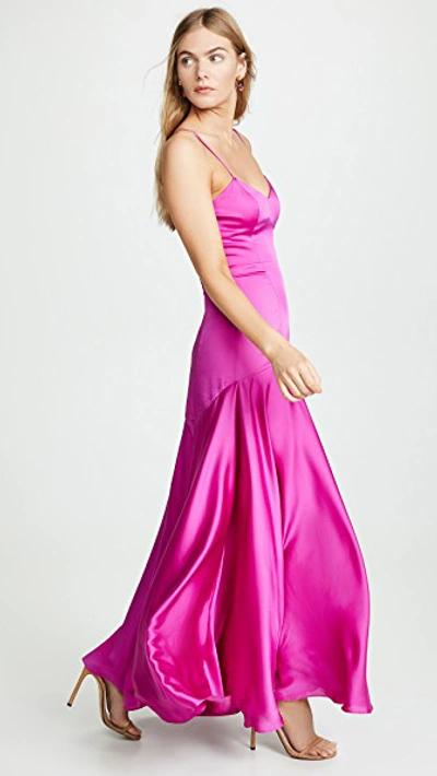 Shop Fame And Partners V Neck Open Back Gown In Magenta