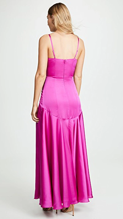 Shop Fame And Partners V Neck Open Back Gown In Magenta