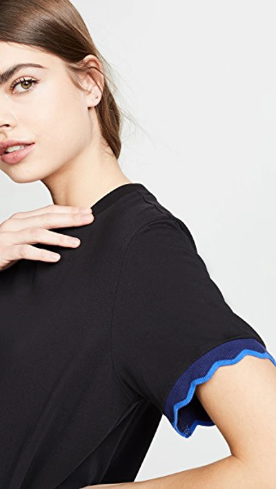Shop Opening Ceremony Scallop Elastic Logo T-shirt Dress In Black