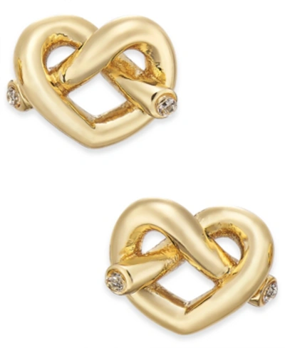 Shop Kate Spade Crystal Accented Love Knot Stud Earrings In Gold