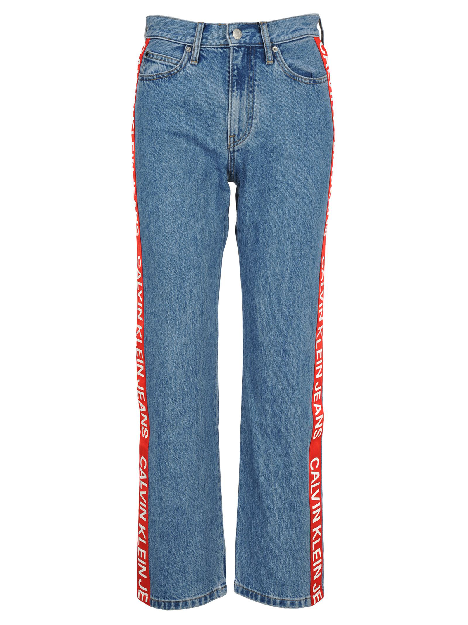 calvin klein red stripe jeans