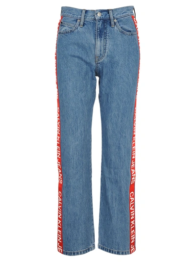 Træ blive forkølet Begå underslæb Calvin Klein Jeans Est.1978 High Rise Straight In Iconic Mid Stone Red  Stripe | ModeSens