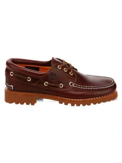 Shop Timberland Boot Company Men's Authentics Hand-sewn Leather Boat Shoes In Burgundy