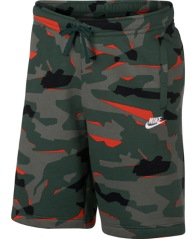 Shop Nike Men's Sportswear Camo Fleece Shorts In Fir Camo