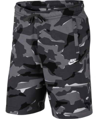 Shop Nike Men's Sportswear Camo Fleece Shorts In Gry Camo