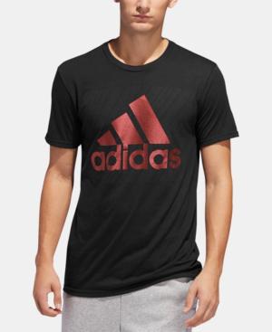 black adidas shirt with red logo