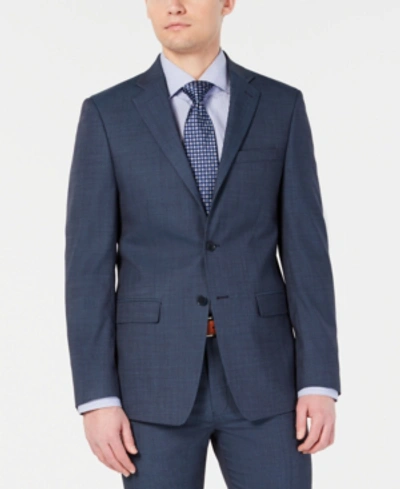 Shop Calvin Klein Men's Slim-fit Stretch Solid Suit Jacket In Blue