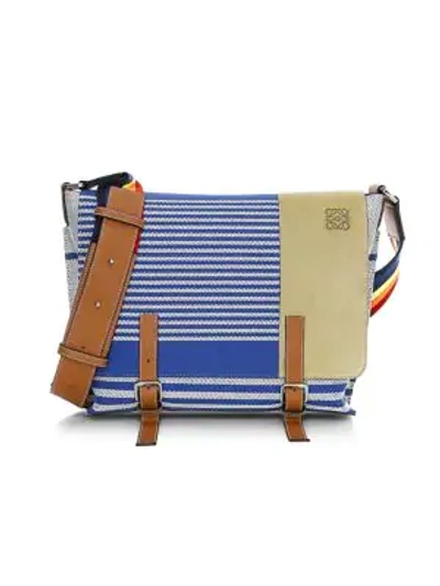 Shop Loewe Military Stripe Messenger Bag In Pacific Blue