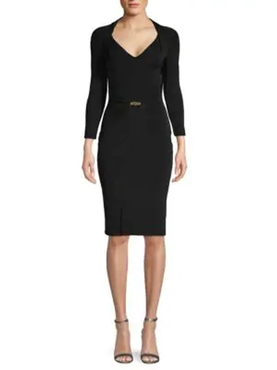 Shop Roberto Cavalli Side-zip Sheath Dress In Black