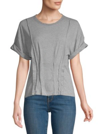 Shop Current Elliott Pin-tuck Cotton T-shirt In Heather Grey