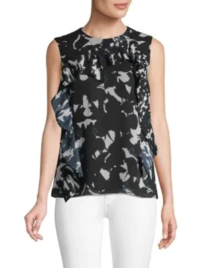 Shop Jason Wu Printed Ruffle Top In Chalk