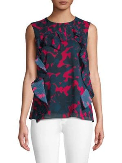 Shop Jason Wu Printed Ruffle Top In Geranium