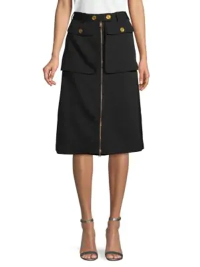 Shop Alexander Mcqueen Classic Wool & Silk Skirt In Black
