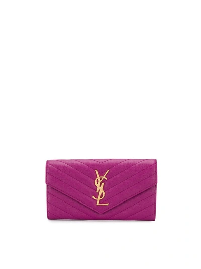 Shop Saint Laurent Monogram Wallet In Pink