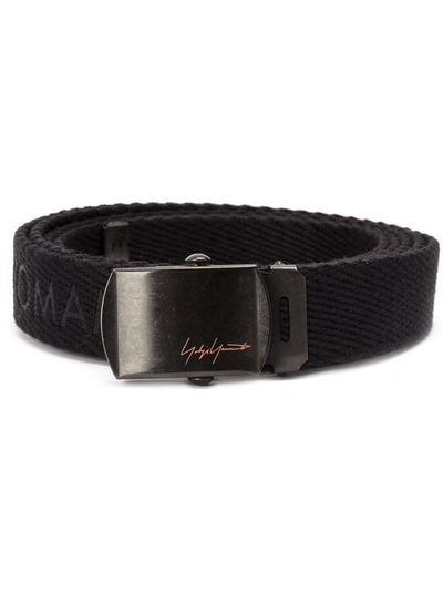 Shop Yohji Yamamoto Logo Buckle Belt In Black