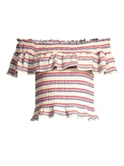 Shop Parker Lizette Off-the-shoulder Stripe Top In Cabana Stripe