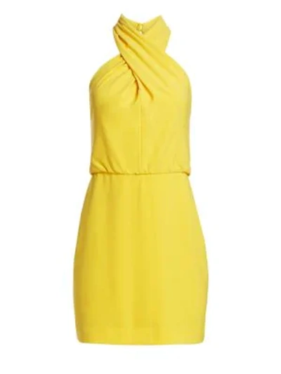 Shop Halston Heritage Sleeveless Crossover Halter Sheath Dress In Sunshine