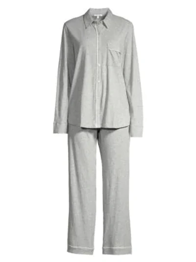Shop Skin Penelope Two-piece Pima Cotton Pajama Set In Heather Grey