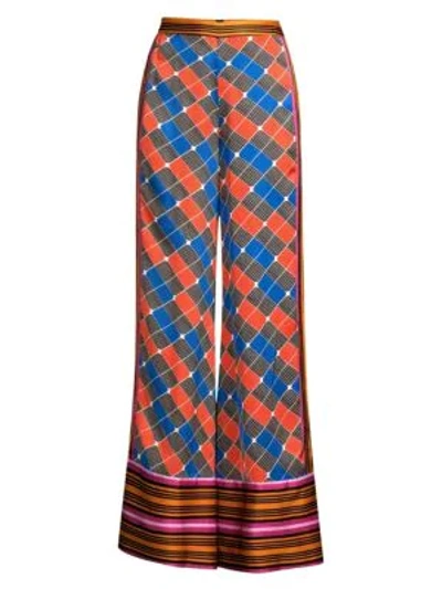 Shop Alexis Women's Roel Colorblock Grid Print Wide-leg Pants In Fuchsia Geo Scarf