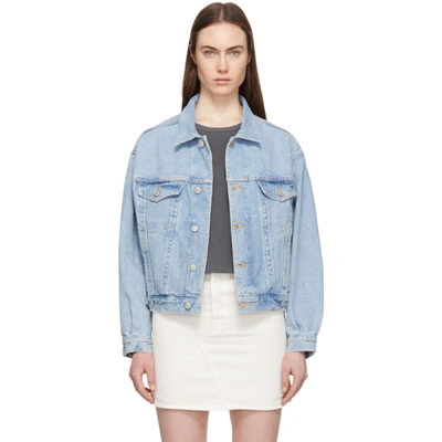 Shop Agolde Blue Oversized Denim Charli Jacket In Heed