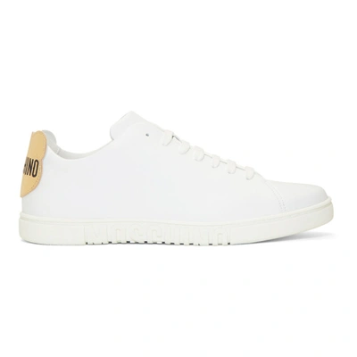Shop Moschino White Teddy Patch Sneakers In 10a White