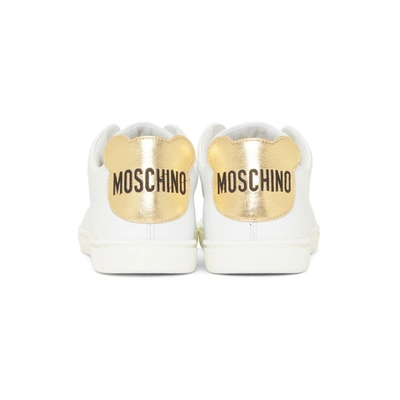 Shop Moschino White Teddy Patch Sneakers In 10a White