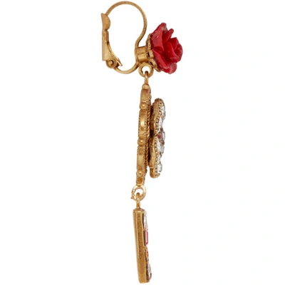 Shop Dolce & Gabbana Dolce And Gabbana Gold Flower Crystal Earrings In Zoo00 Gold