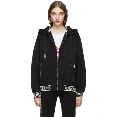 Shop Dolce & Gabbana Dolce And Gabbana Black Cotton Zip-up Hoodie In N0000 Black