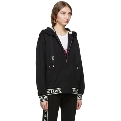 Shop Dolce & Gabbana Dolce And Gabbana Black Cotton Zip-up Hoodie In N0000 Black