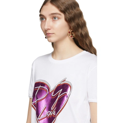 Shop Dolce & Gabbana Dolce And Gabbana White Metallic Heart T-shirt In W0800 White