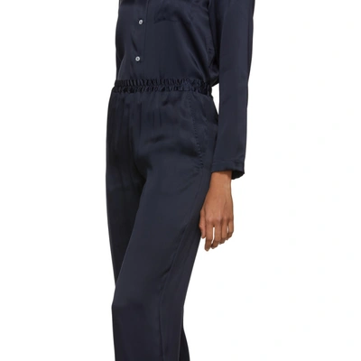 Shop Mansur Gavriel Navy Silk Charmeuse Trousers In Blu
