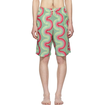 Shop Dries Van Noten Green Verner Panton Edition Swim Shorts In 608.mint