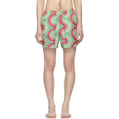 Shop Dries Van Noten Green Verner Panton Edition Phibbs Swim Shorts In 608.mint